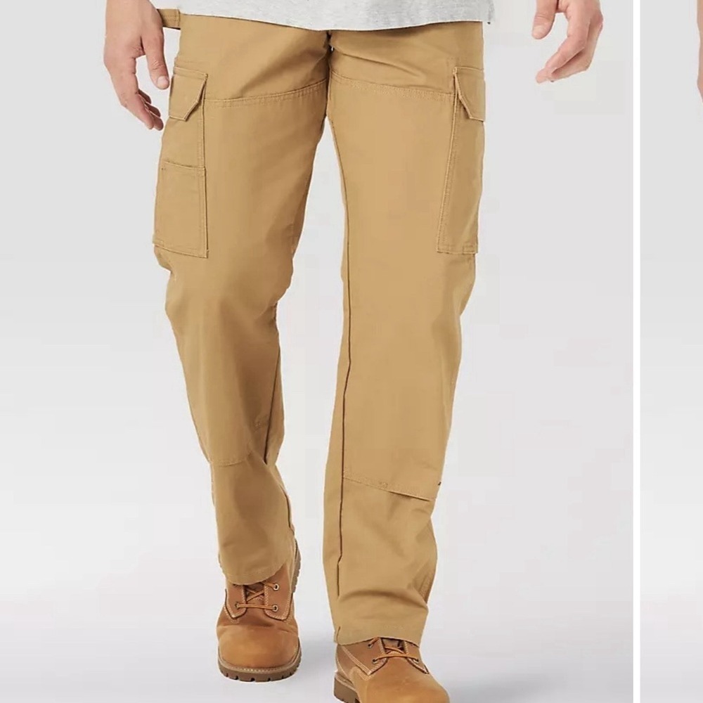 Wrangler Workwear Mens 42x30 Tan Cotton Canvas Cargo Pants 10WMWR1RH‎ Utility